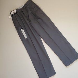 School Uniform cotton front pleated pants slim fit pockets cotton blend